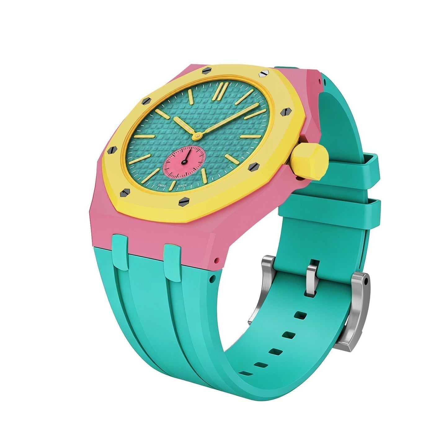 ```json
{
"Avelora": "ROYAL OAK POP EXCLUSIVE BIOCERAMIC GEHÄUSE & SILIKONARMBAND"
}
```