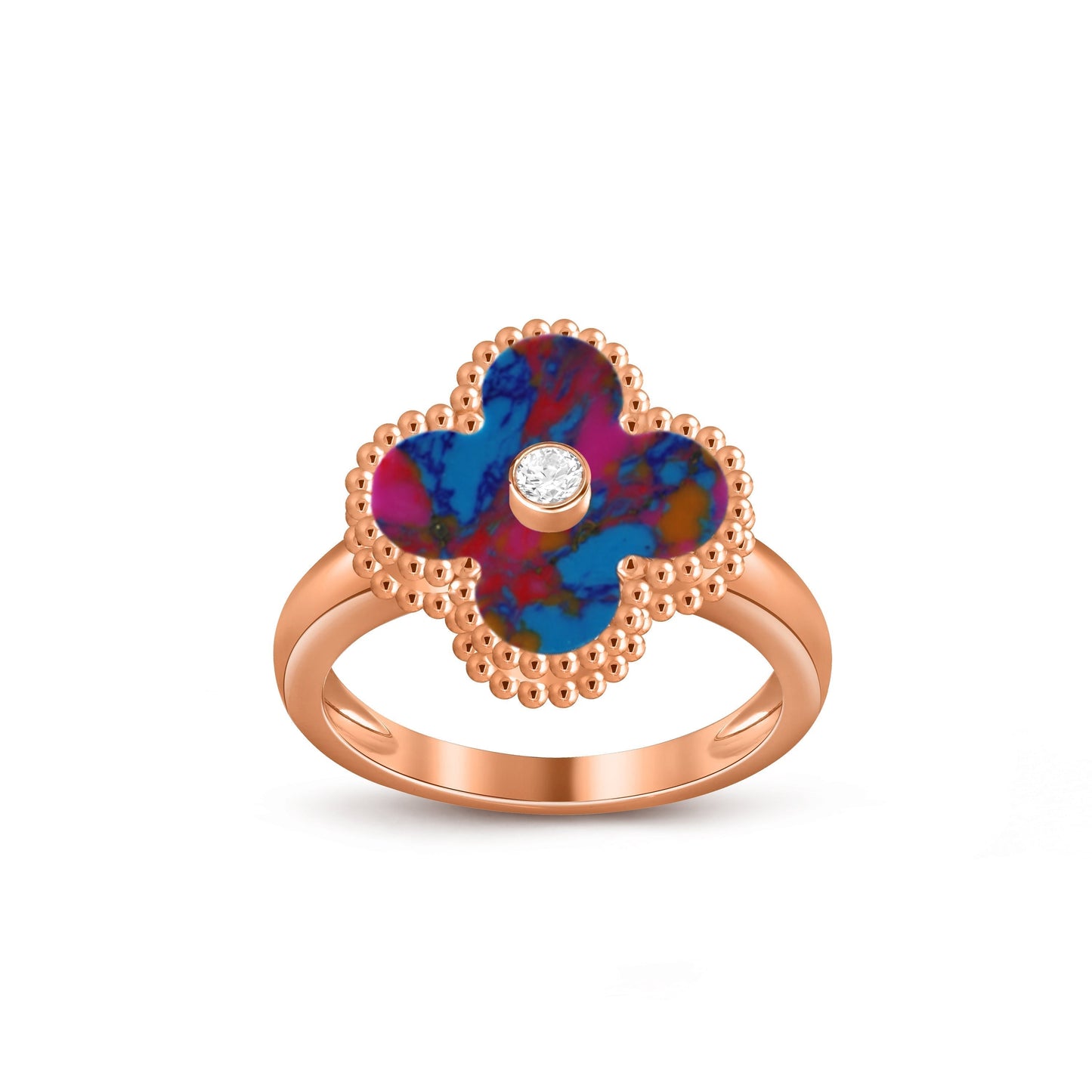 [Avelora]LUCKY CLOVER DIAMOND-ACCENT ROSE GOLD RING COLLECTION