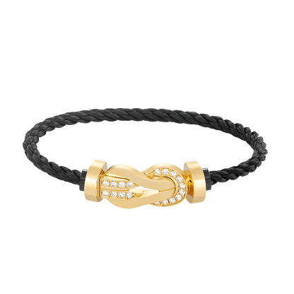 [Avelora]LARGE 8-FIGURE BUCKLE HALF DIAMOND BRACELET - GOLD