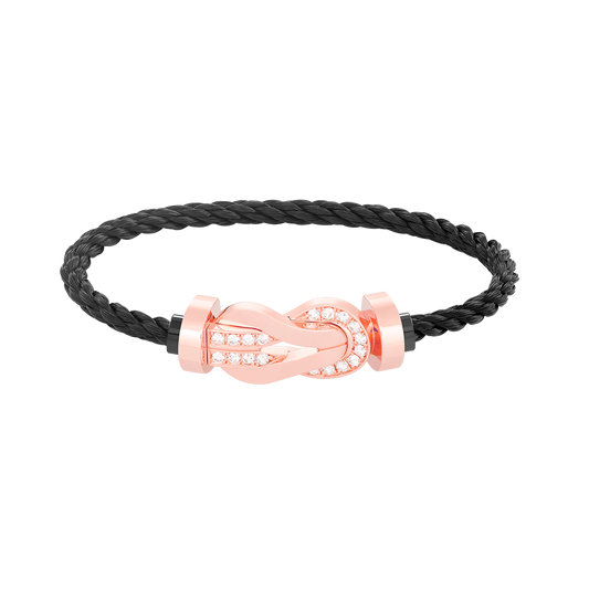 [Avelora]LARGE 8-FIGURE BUCKLE HALF DIAMOND BRACELET - ROSE GOLD