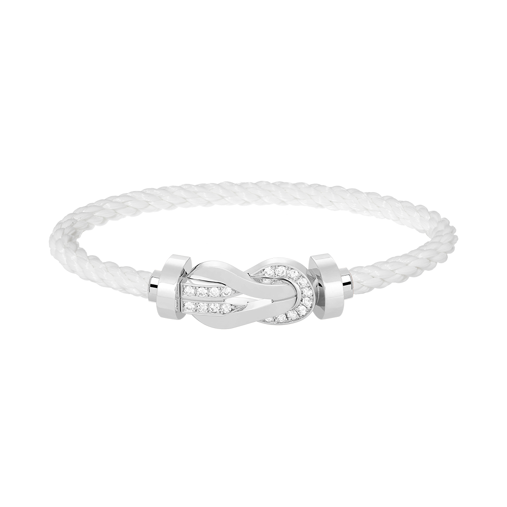 [Avelora]LARGE 8-FIGURE BUCKLE HALF DIAMOND BRACELET - WHITE GOLD