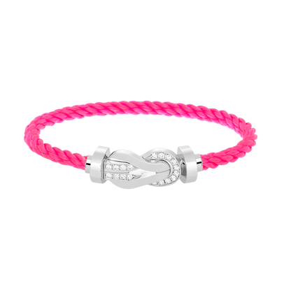 [Avelora]LARGE 8-FIGURE BUCKLE HALF DIAMOND BRACELET - WHITE GOLD
