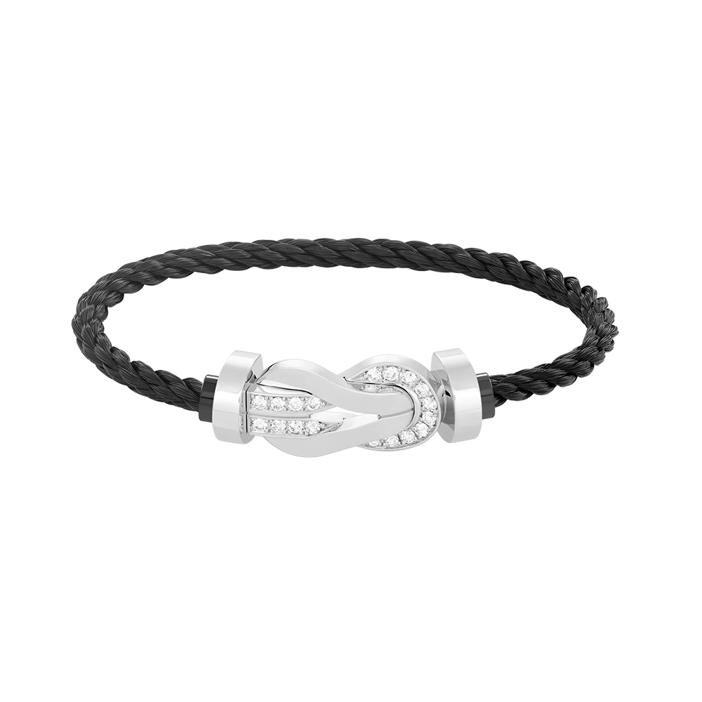 [Avelora]LARGE 8-FIGURE BUCKLE HALF DIAMOND BRACELET - WHITE GOLD