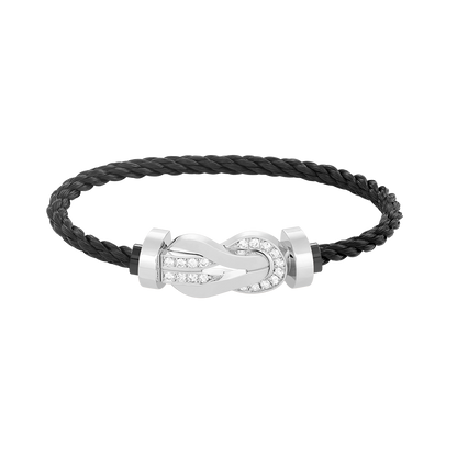 [Avelora]LARGE 8-FIGURE BUCKLE HALF DIAMOND BRACELET - WHITE GOLD