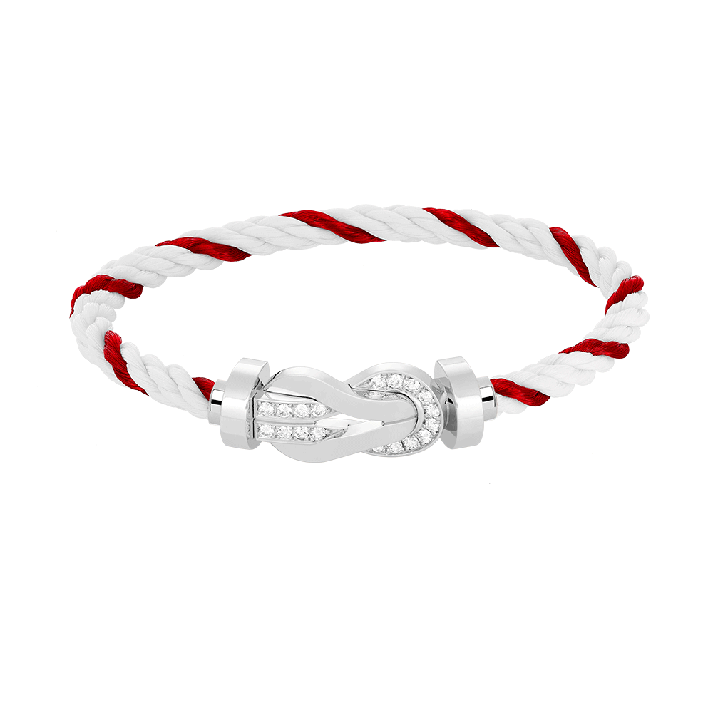 [Avelora]LARGE 8-FIGURE BUCKLE HALF DIAMOND BRACELET - WHITE GOLD
