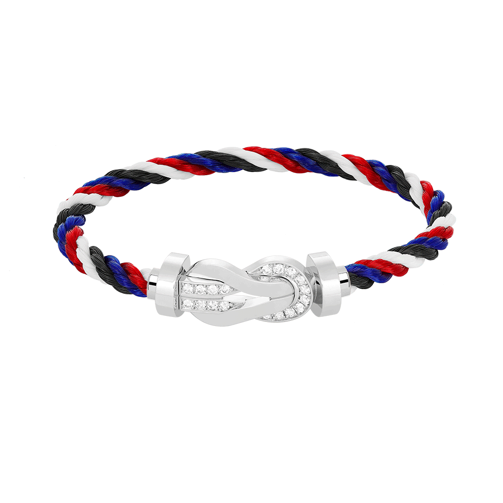 [Avelora]LARGE 8-FIGURE BUCKLE HALF DIAMOND BRACELET - WHITE GOLD