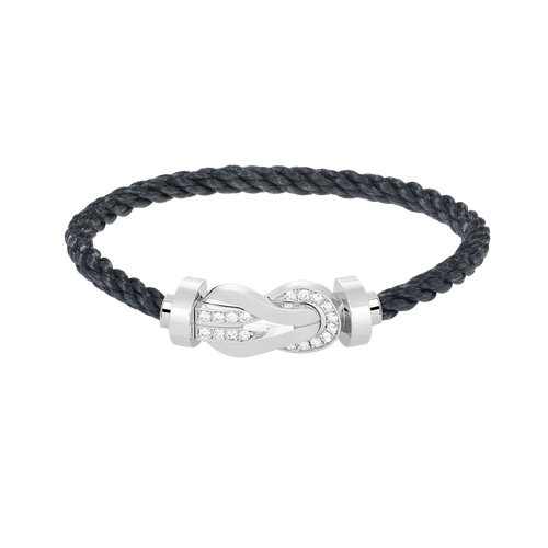 [Avelora]LARGE 8-FIGURE BUCKLE HALF DIAMOND BRACELET - WHITE GOLD