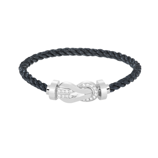[Avelora]LARGE 8-FIGURE BUCKLE HALF DIAMOND BRACELET - WHITE GOLD