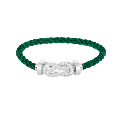 [Avelora]LARGE 8-FIGURE BUCKLE HALF DIAMOND BRACELET - WHITE GOLD
