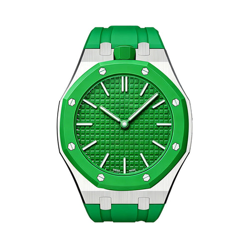[Avelora]OAK POP GREEN STEEL SILICONE STRAP