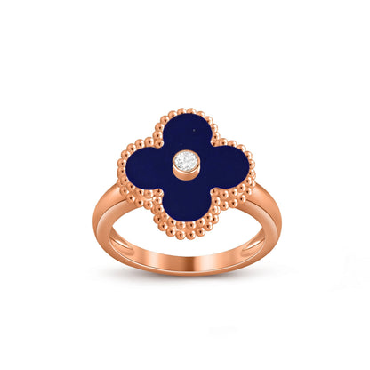 [Avelora]LUCKY CLOVER DIAMOND-ACCENT ROSE GOLD RING COLLECTION