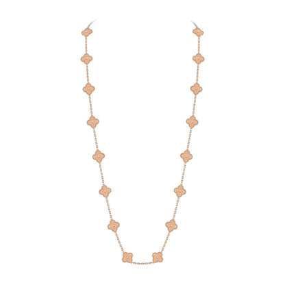 [Avelora]CLASSIC 20-MOTIF LUCKY CLOVER LONG NECKLACE ROSE GOLD COLLECTION