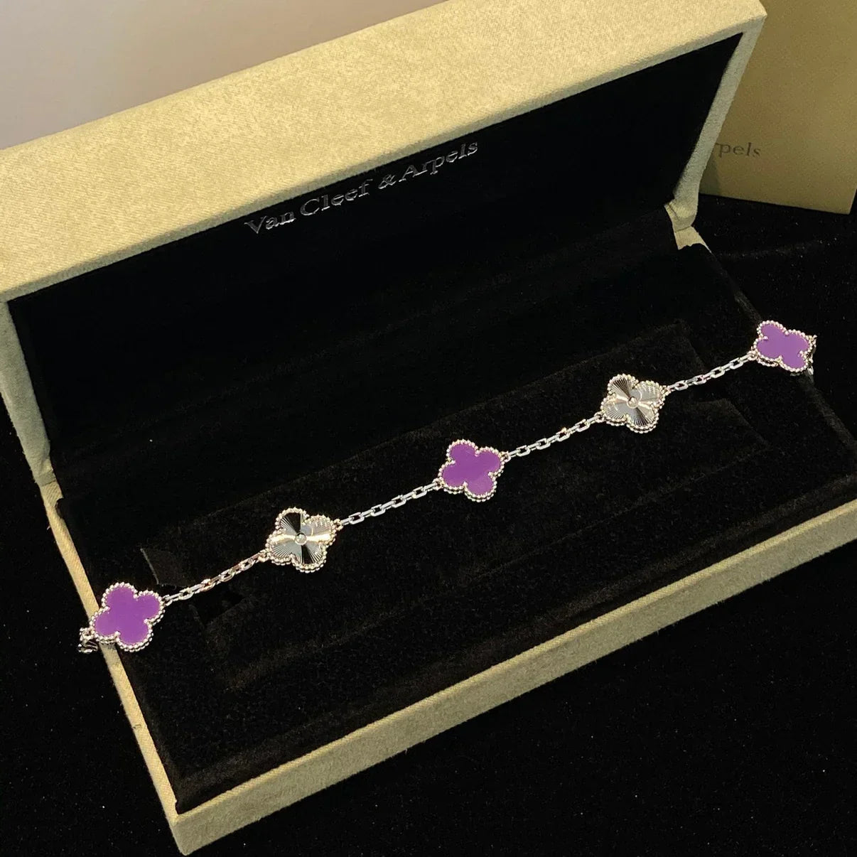 [Avelora]LUCKY CLOVER 5-MOTIF BRACELET - VIOLET COLLECTION