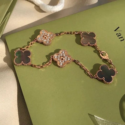 [Avelora]LUCKY CLOVER 5-MOTIF BRACELET - GREY MOTHER-OF-PEARL COLLECTION