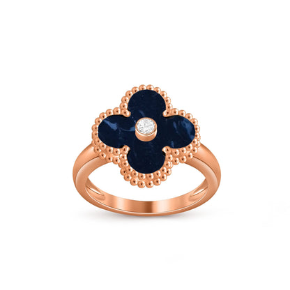 [Avelora]LUCKY CLOVER DIAMOND-ACCENT ROSE GOLD RING COLLECTION