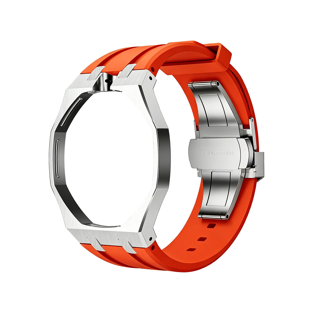 [Avelora]OAK POP ORANGE-RED STEEL SILICONE STRAP