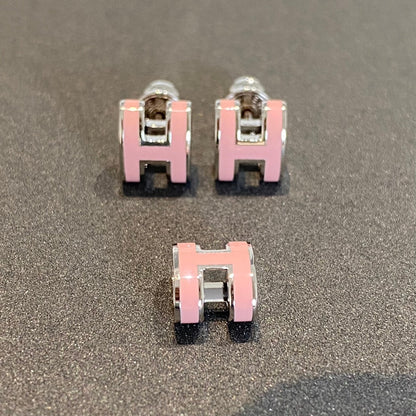 [Avelora]MINI POP H SILVER EARRINGS PINK