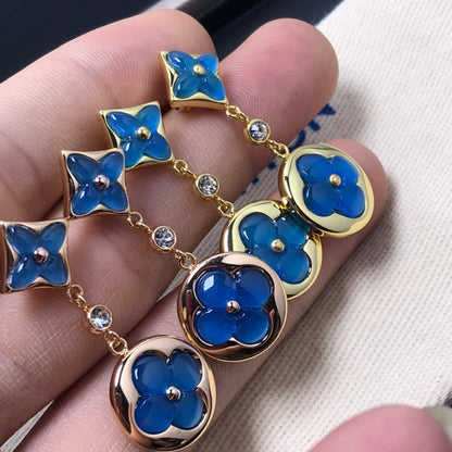 [Avelora]STAR AND SUN AGATE DIAMOND EARRINGS