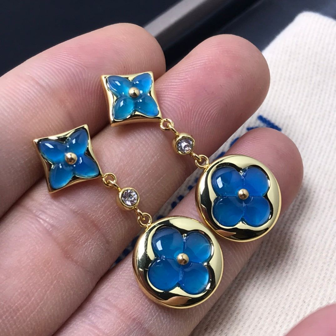 [Avelora]STAR AND SUN AGATE DIAMOND EARRINGS