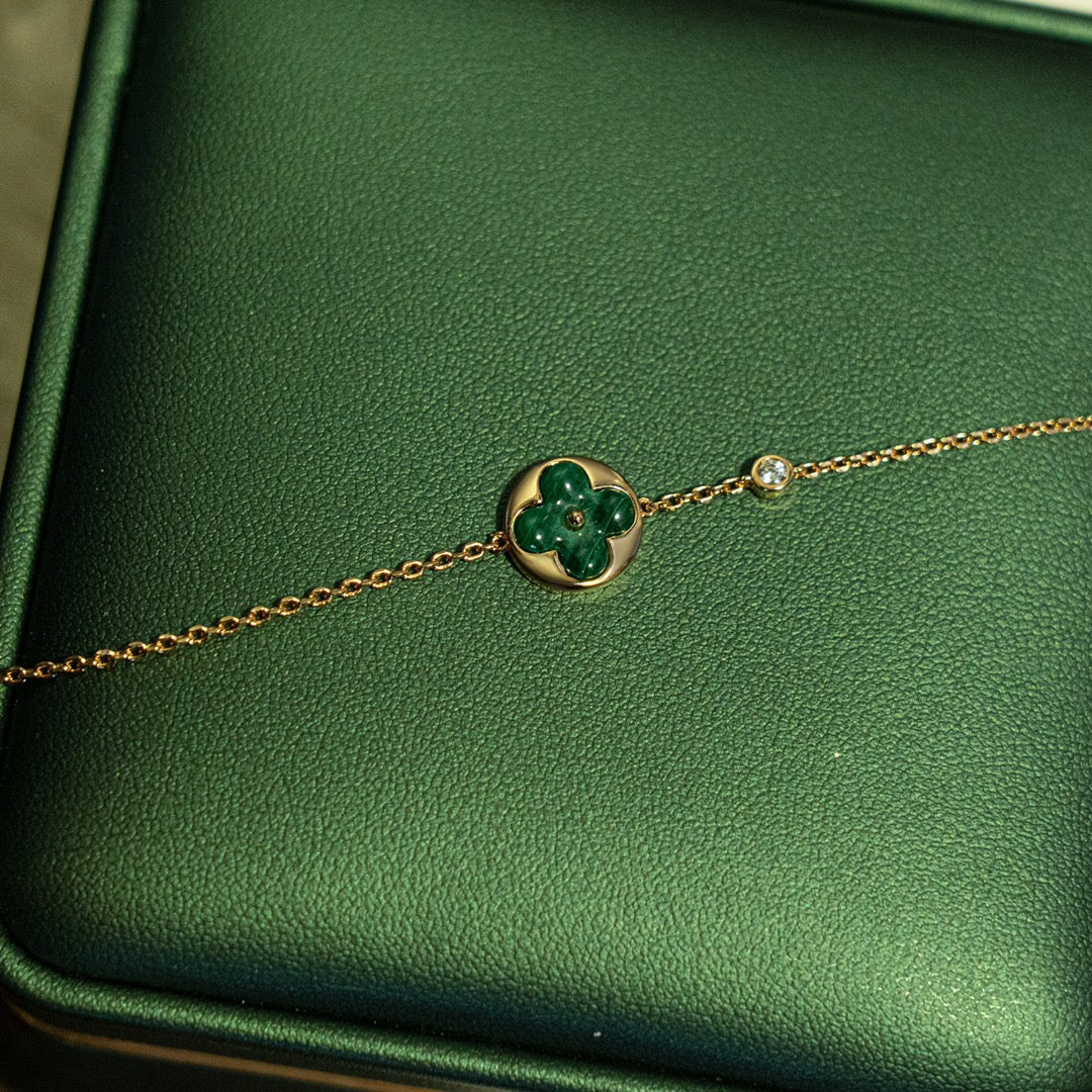 [Avelora]SUN MALACHITE 1 DIAMOND ROSE GOLD BRACELET