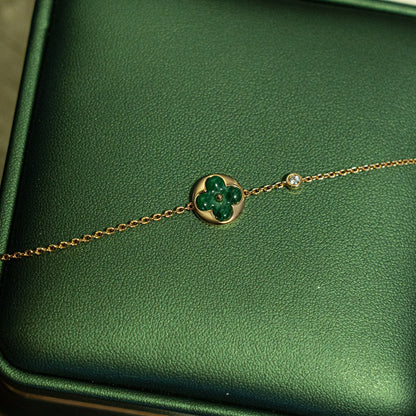 [Avelora]SUN MALACHITE 1 DIAMOND ROSE GOLD BRACELET