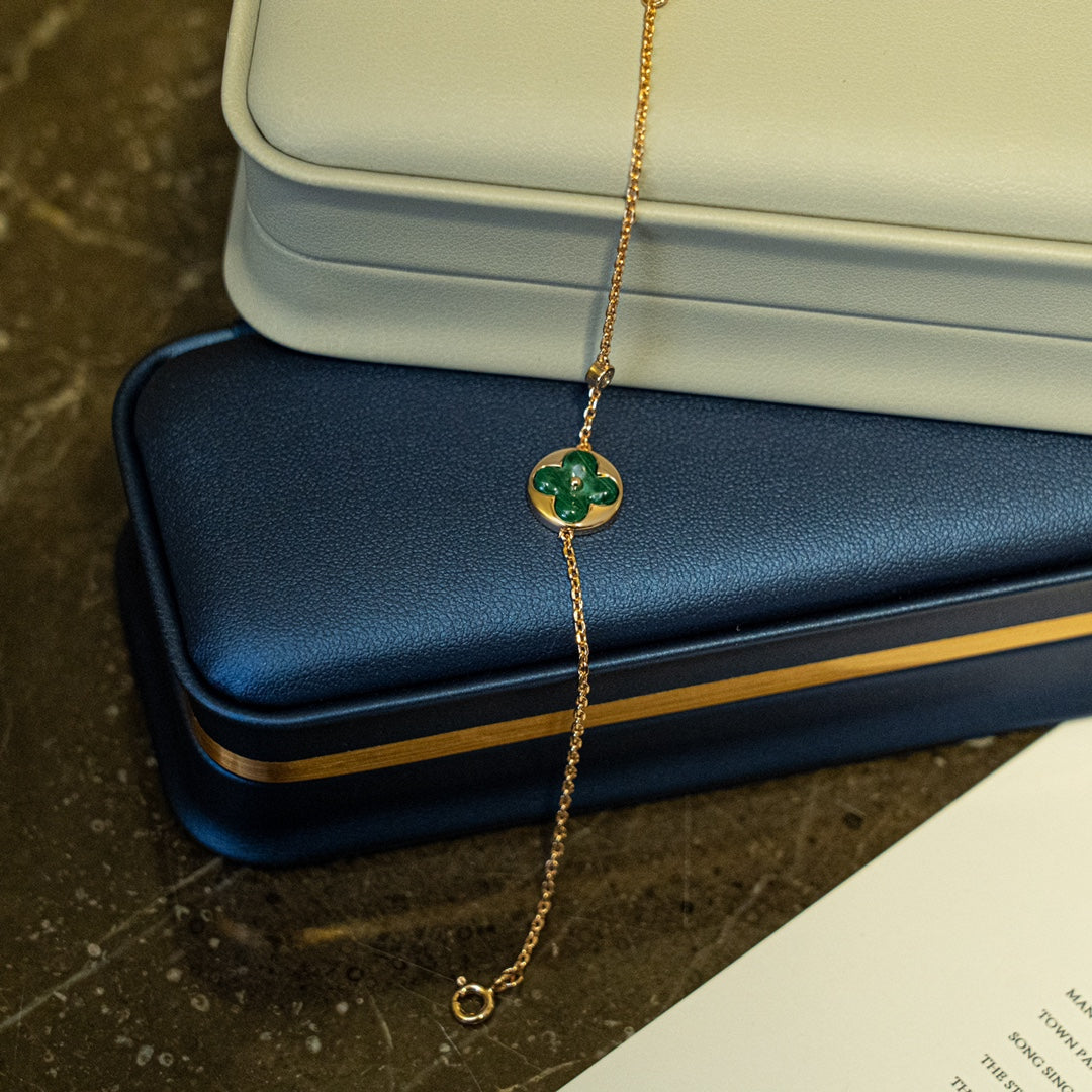 [Avelora]SUN MALACHITE 1 DIAMOND ROSE GOLD BRACELET
