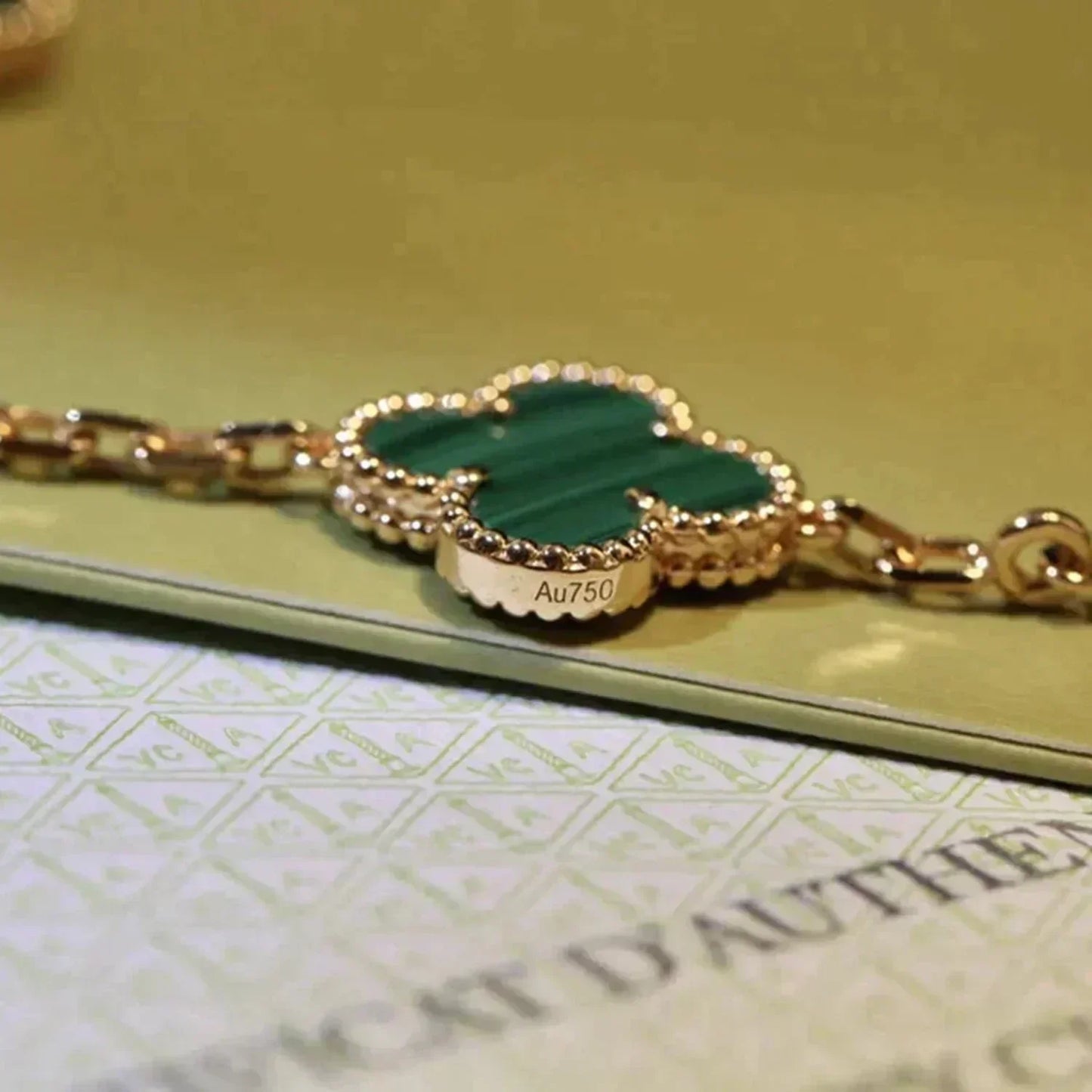 [Avelora]LUCKY CLOVER 5-MOTIF BRACELET - MALACHITE COLLECTION