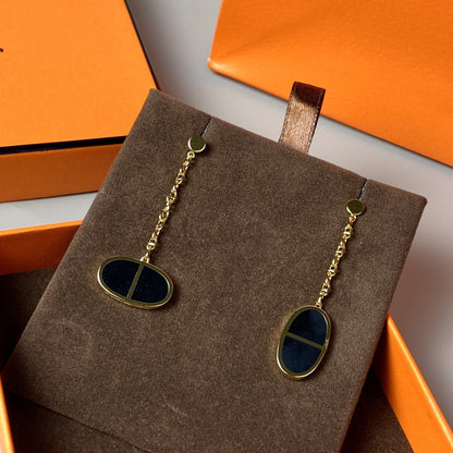 [Avelora]CHAINE VERSO BLACK CERAMIC EARRINGS