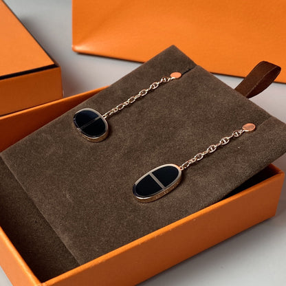 [Avelora]CHAINE VERSO BLACK CERAMIC EARRINGS
