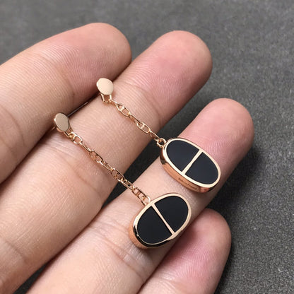 [Avelora]CHAINE VERSO BLACK CERAMIC SILVER EARRINGS