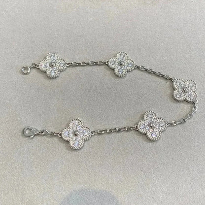 [Avelora]LUCKY CLOVER 5-MOTIF BRACELET - FULL-DIAMOND
