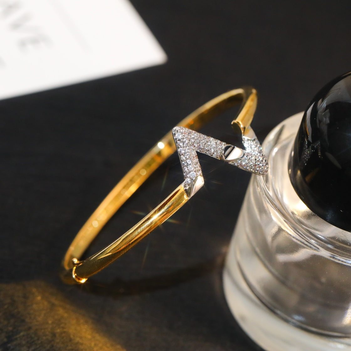 [Avelora]VOLTE UPSITE DOWN GOLD DIAMOND BRACELET