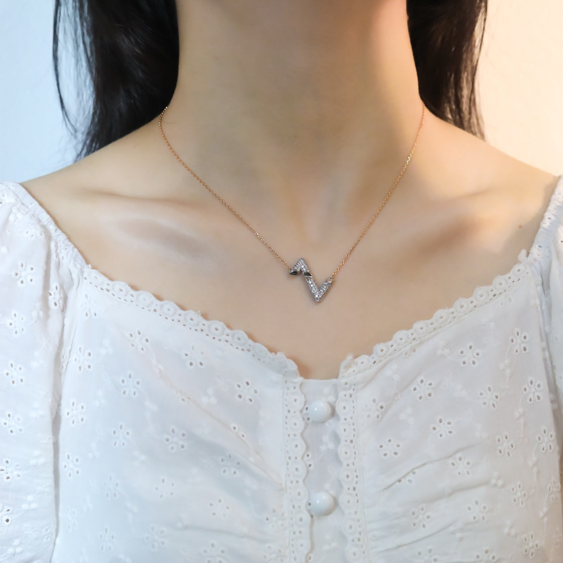 [Avelora]VOLT SILVER DIAMOND PEDANT NECKLACE