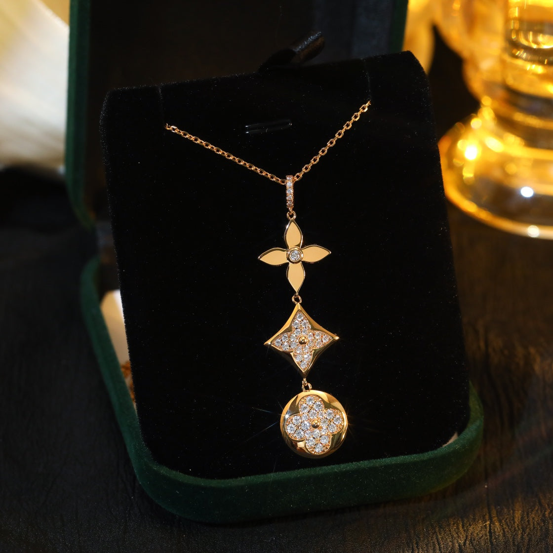 [Avelora]STAR AND SUN DIAMOND ROSE GOLD NECKLACE