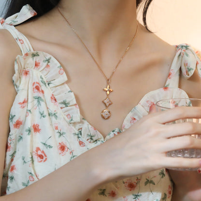 [Avelora]STAR AND SUN DIAMOND ROSE GOLD NECKLACE