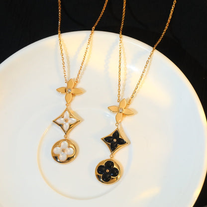 [Avelora]STAR AND SUN ONYX ROSE GOLD NECKLACE