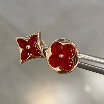[Avelora]STAR AND SUN ROSE GOLD CARNELIAN STUD EARRINGS