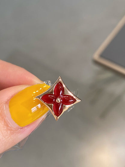 [Avelora]STAR AND SUN ROSE GOLD CARNELIAN STUD EARRINGS