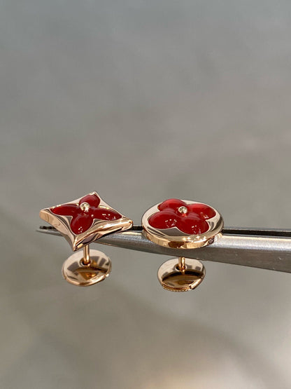 [Avelora]STAR AND SUN ROSE GOLD CARNELIAN STUD EARRINGS