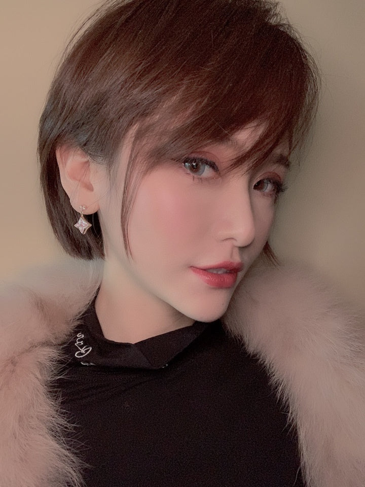 [Avelora]DOUBLE STAR ROSE GOLD MOP DROP EARRINGS