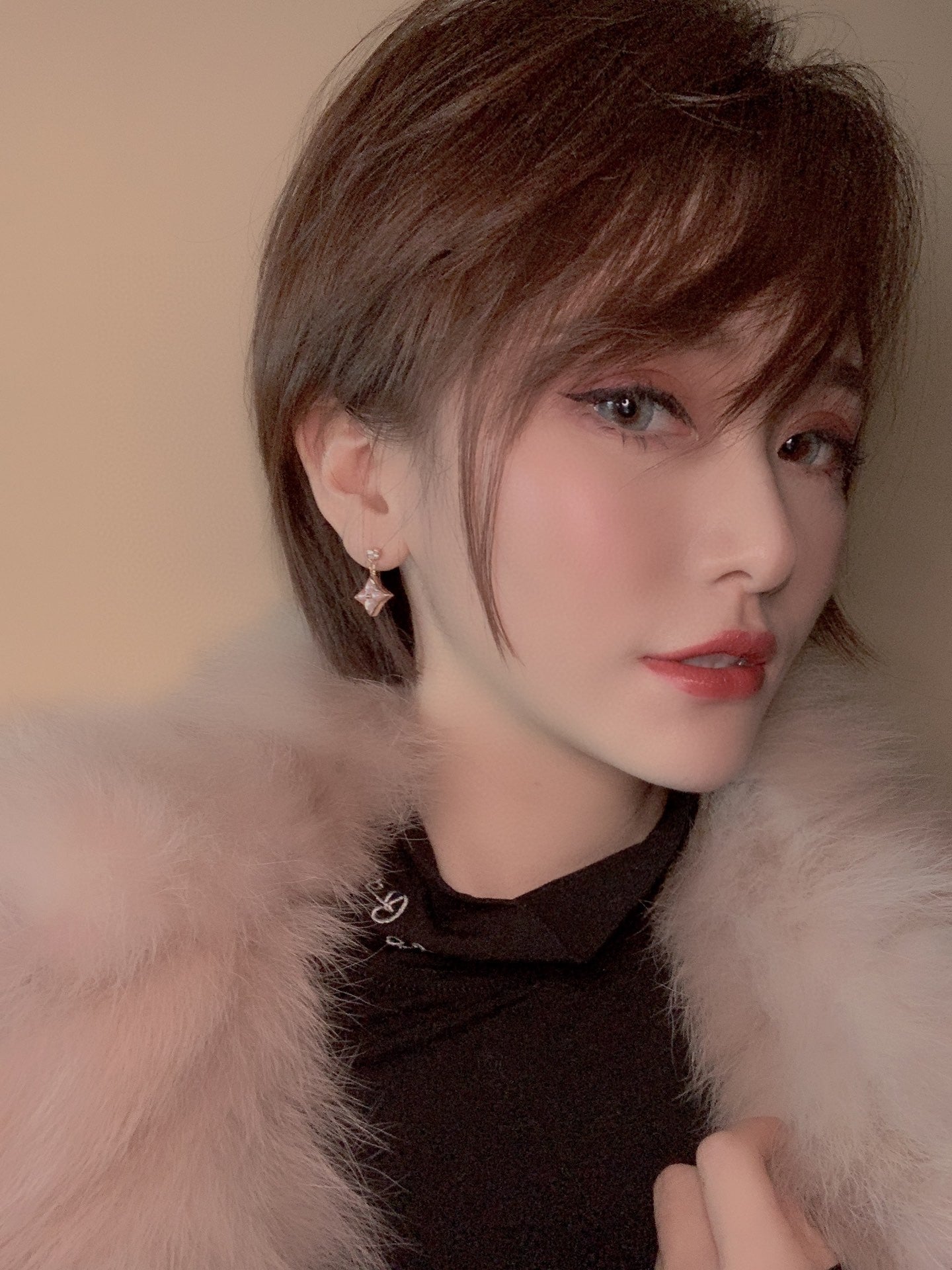 [Avelora]DOUBLE STAR ROSE GOLD MOP DROP EARRINGS
