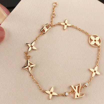 [Avelora]STAR AND SUN 7 MOTIFS GOLD BRACELET
