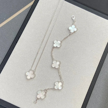 [Avelora]LUCKY CLOVER 5-MOTIF BRACELET - WHITE MOTHER-OF-PEARL COLLECTION
