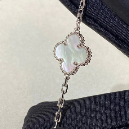 [Avelora]LUCKY CLOVER 5-MOTIF BRACELET - WHITE MOTHER-OF-PEARL COLLECTION