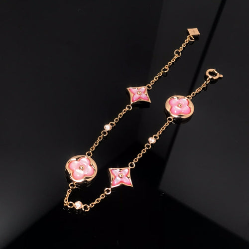 [Avelora]STAR AND SUN 4 MOTIF PINK MOP ROSE GOLD BRACELET
