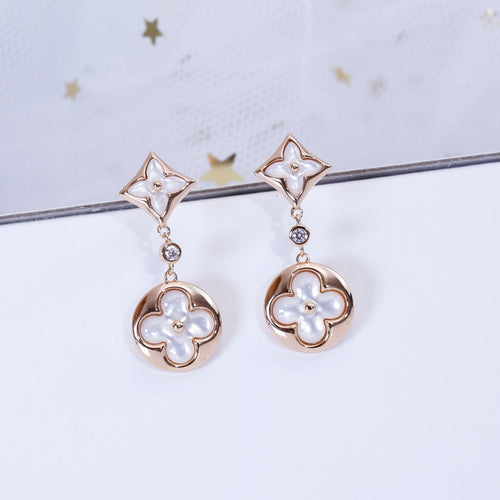 [Avelora]STAR AND SUN ROSE GOLD MOP DROP EARRINGS