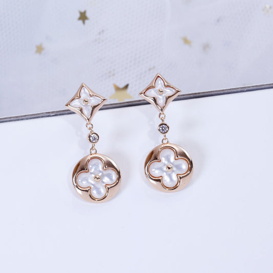 [Avelora]STAR AND SUN ROSE GOLD MOP DROP EARRINGS