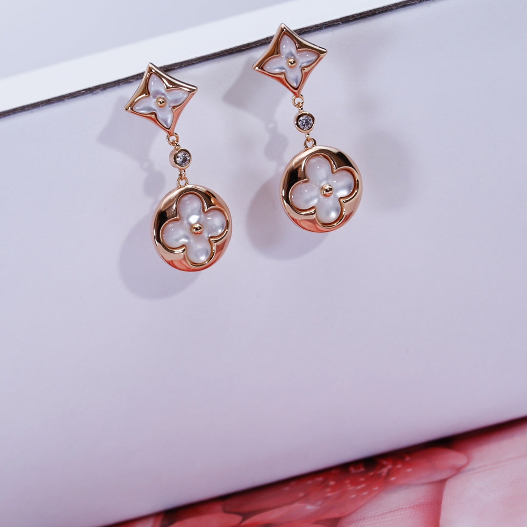 [Avelora]STAR AND SUN ROSE GOLD MOP DROP EARRINGS