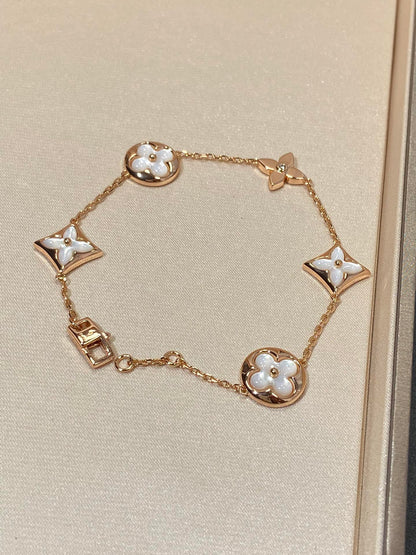 [Avelora]STAR AND SUN 5 MOTIF MOP ROSE GOLD BRACELET