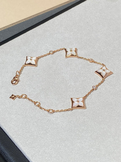 [Avelora]STAR 4 MOTIF MOP DIAMOND ROSE GOLD BRACELET